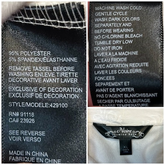 Noire Jasmine Rose Ivory Luxurious Soft Long Robe w/ Front Zipper & Pockets, XL - Picture 13 of 14